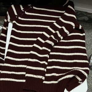 Striped Maroon and Cream Sweater